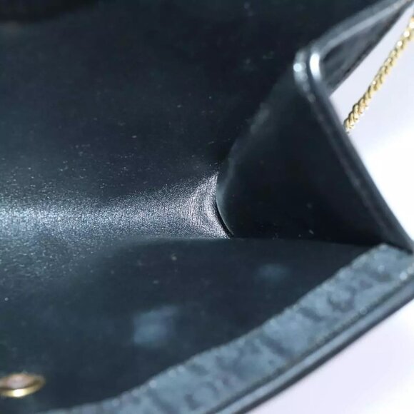 Christian Dior Trotter Canvas Chain Shoulder Bag Gold Black Auth - Picture 6 of 14